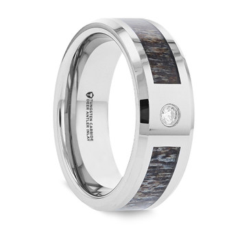 8 mm Tungsten Band with Antler & Diamond - C334TR