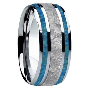 9 mm Meteorite/Turquoise, Mens Wedding Bands - T740FS
