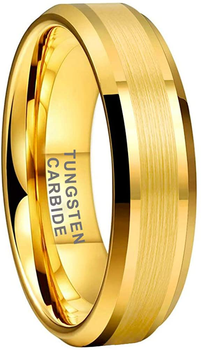 6 mm 18 kt Plated Gold Tungsten - Mens Wedding Bands - YG888C-6