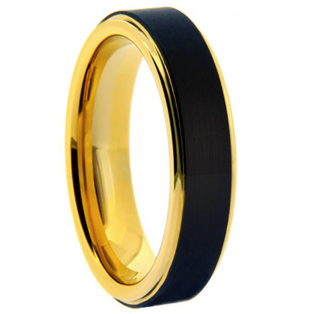 6 mm Black Tungsten/Yellow Gold Wedding Bands - M713WG-6