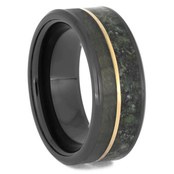 8 mm Wedding Bands - Black Ceramic & Jade/Obsidian - BC730M