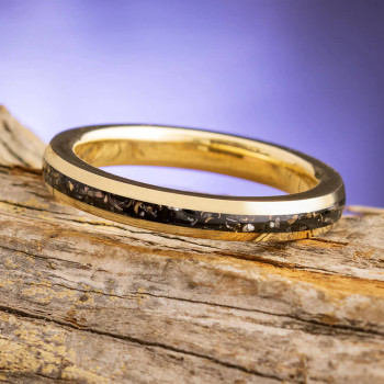 3.5 mm Stardust Meteorite Wedding Band in 14 Kt Yellow Gold - SD379M