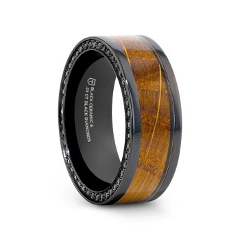 8 mm Mens Wedding Bands with Black Zirconium/Sapphires - B800TR 8 mm Mens Wedding Bands with Black Zirconium/Sapphires - B800TR