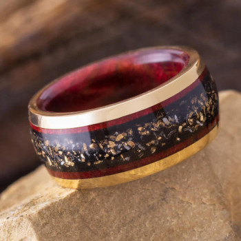 10 mm Black Stardust/14 Kt Yellow Gold/Redwood Sleeve - BSD355M