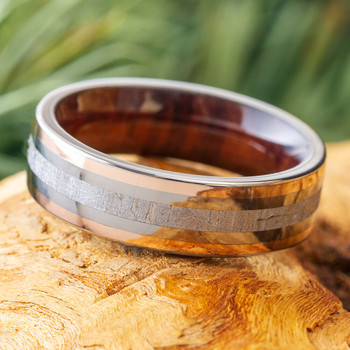 7 mm Meteorite/14 Kt Rose Gold/Rosewood Sleeve - RWS279M 7 mm Meteorite/14 Kt Rose Gold/Rosewood Sleeve - RWS279M