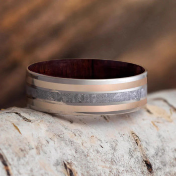 7 mm Meteorite/14 Kt Rose Gold/Rosewood Sleeve - RWS279M 7 mm Meteorite/14 Kt Rose Gold/Rosewood Sleeve - RWS279M