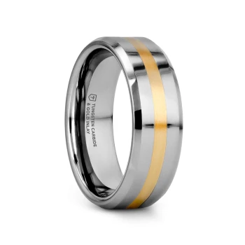 8 mm Tungsten with 14 Kt Solid Gold Inlay Band - L747TR