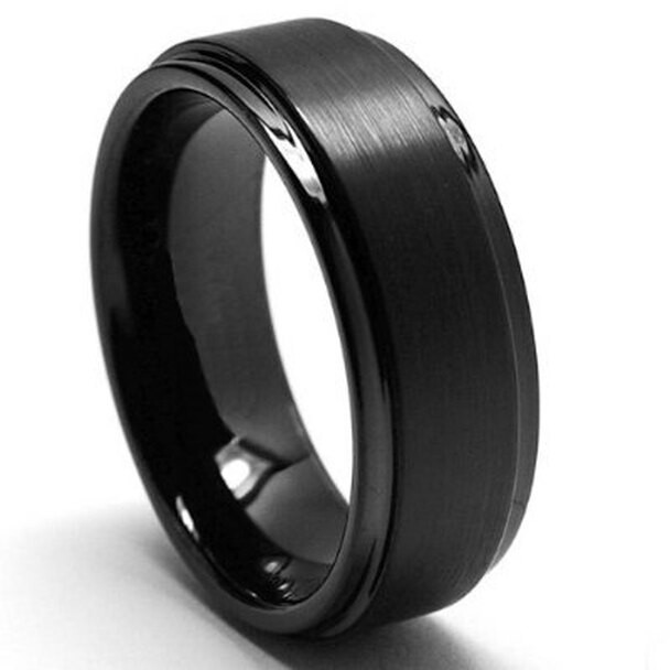 8 mm Mens Wedding Bands - Black Tungsten, with Lifetime Warranty