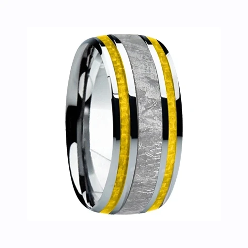 9 mm Meteorite, Mens Wedding Bands - M740FS-Yellow 9 mm Meteorite, Mens Wedding Bands - M740FS-Yellow