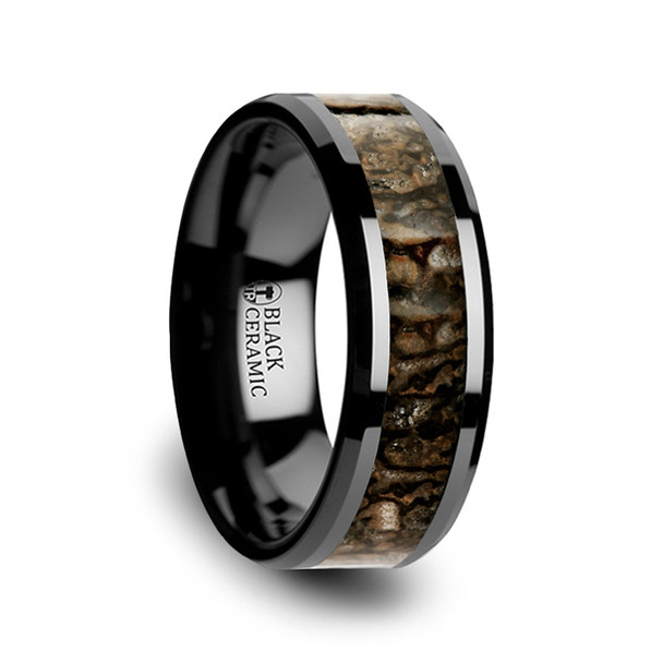 8 mm Black Ceramic Dinosaur Bone Band - S813TR