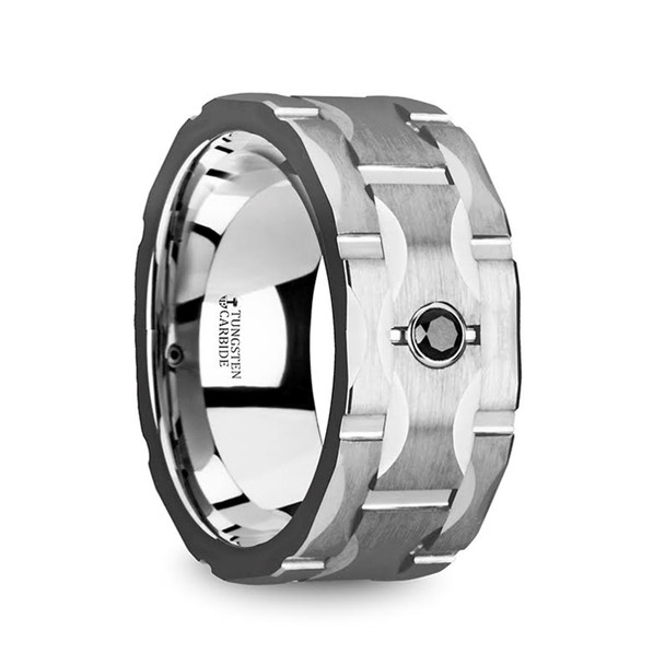 10 mm Tungsten Band with Black Diamond - S420TR