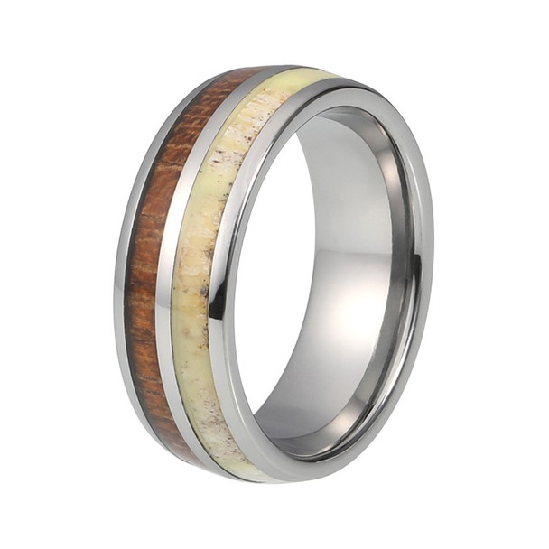 8 mm Tungsten with Antler and KOA Inlay - A938C