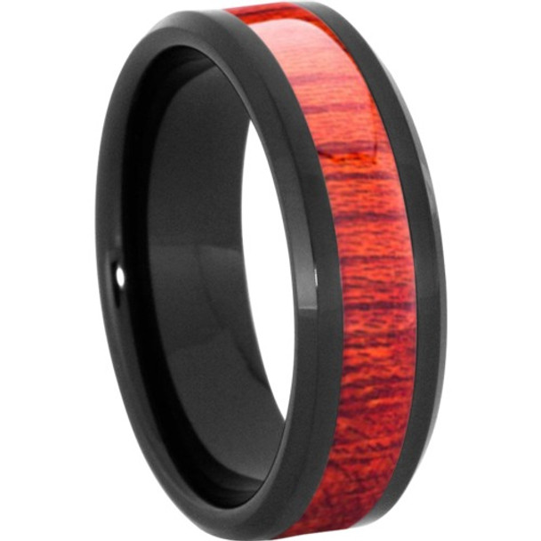 8 mm Wood Mens Wedding Bands/Bloodwood Inlay - BC121M-BW4