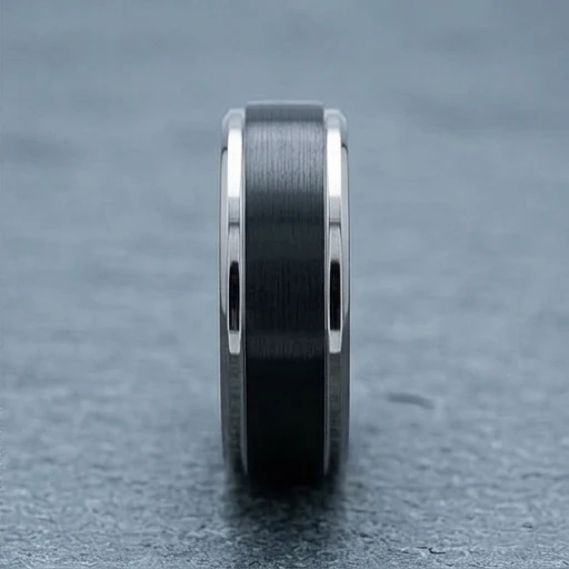 9 mm Mens Wedding Bands - Black/Silver Tungsten - J095SBC-9