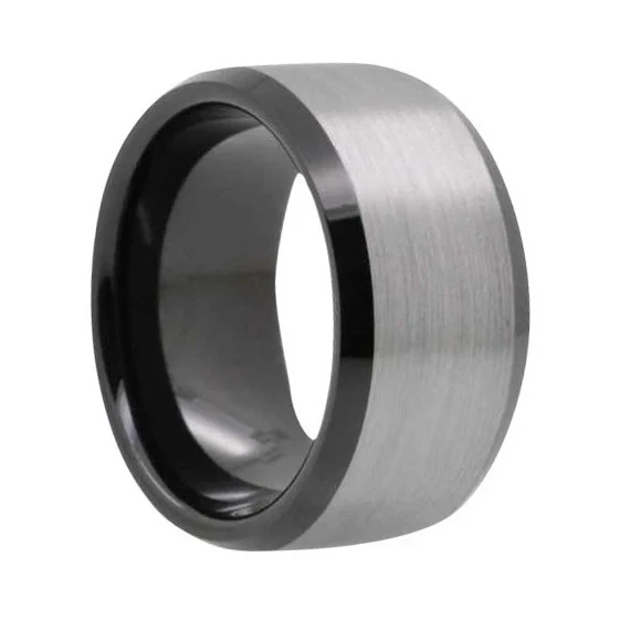 12 mm Mens Wedding Bands - Black Tungsten/Lifetime Warranty - B212BC 12 mm Mens Wedding Bands - Black Tungsten/Lifetime Warranty - B212BC
