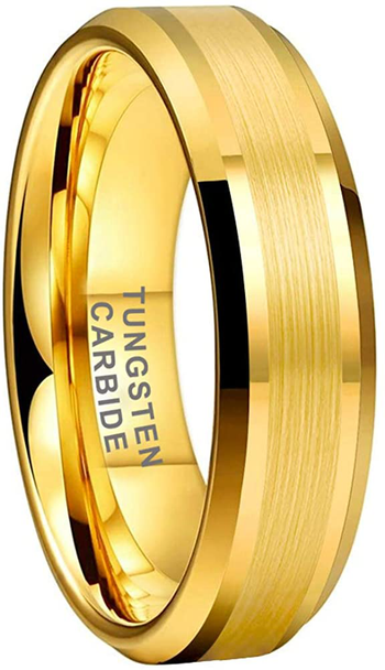 6 mm 18 kt Yellow Gold Tungsten - Mens Wedding Bands - YG888C-6