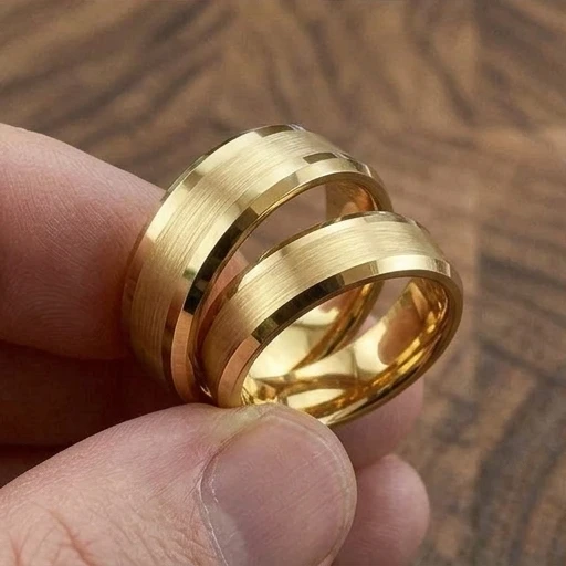 6 mm 18 kt Plated Yellow Gold Tungsten - Mens Wedding Bands - YG888C-6