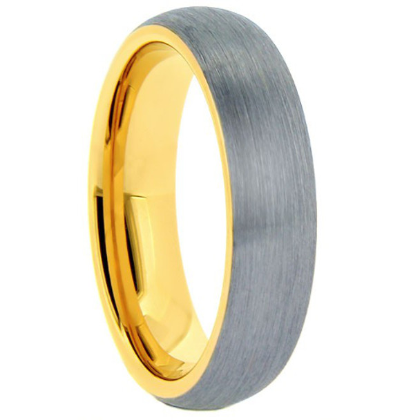 6 mm Brushed Tungsten Band with Yellow Gold Sleeve - YG804WG-6