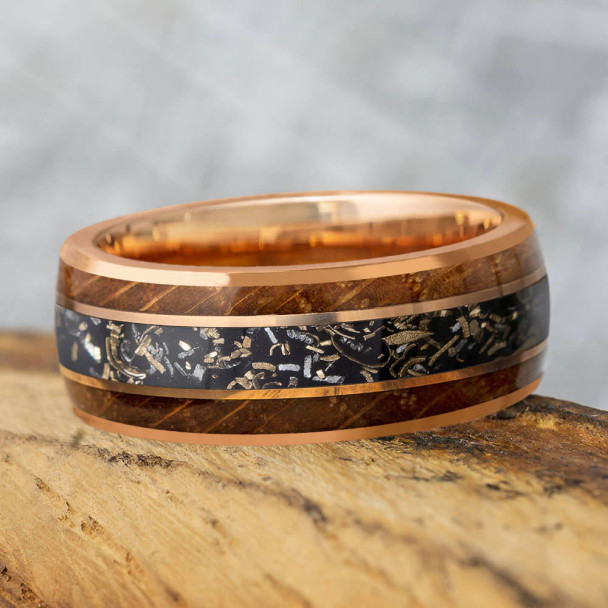 8.5 mm Whiskey Barrel Oak, 14 Kt Gold with Black Stardust - SD936M