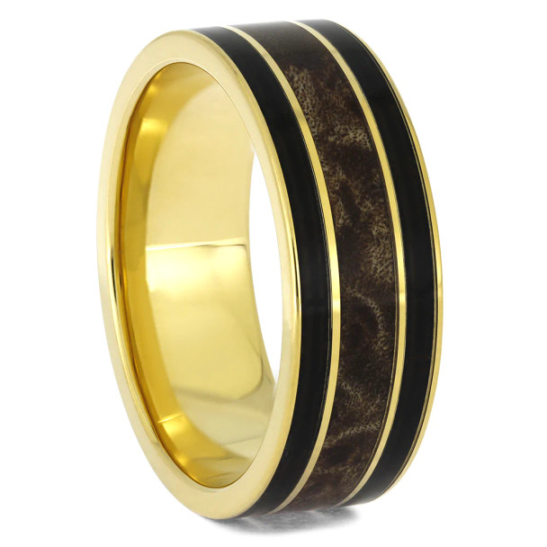 8 mm Maple and Wenge Wood in 14 Kt Gold - YG886M