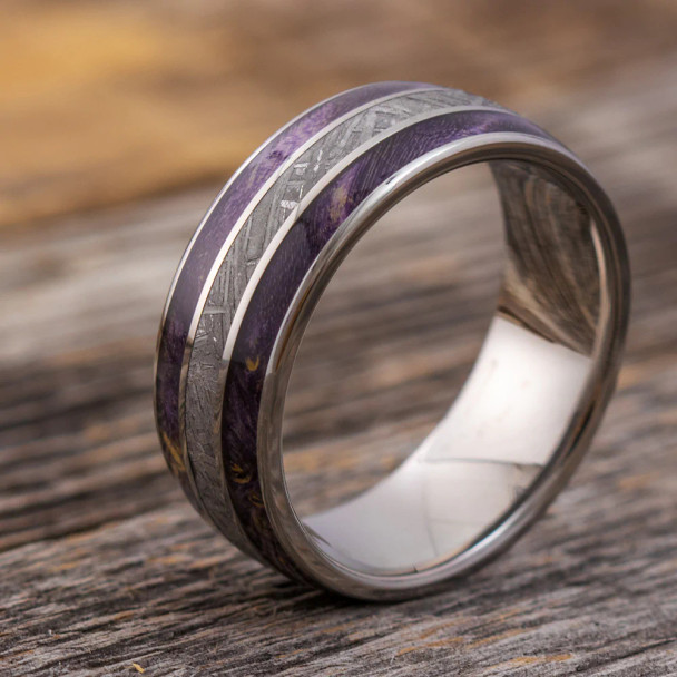 8 mm Meteorite/Purple Box Elder in Titanium - M242M