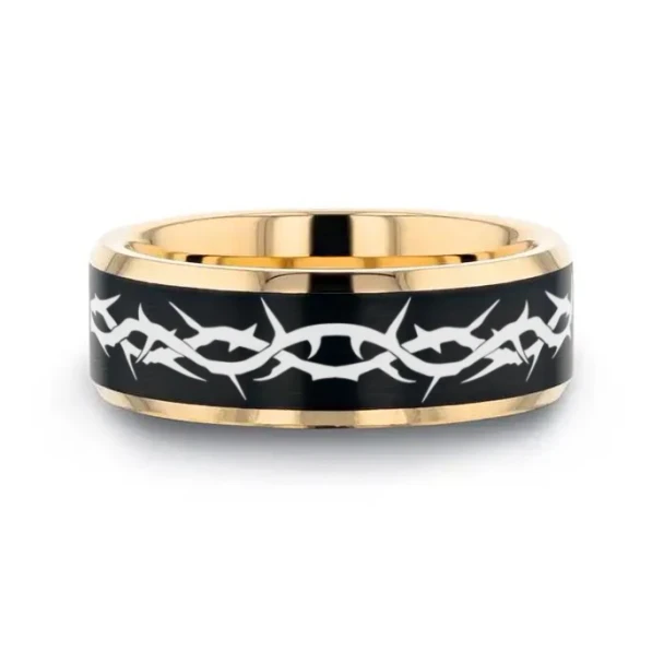 8 mm Tungsten/Thorn Crown Wedding Band - TC000TR