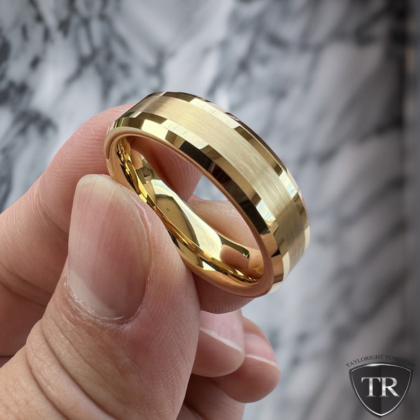 4 mm 18 kt Plated Yellow Gold Tungsten - Mens Wedding Bands