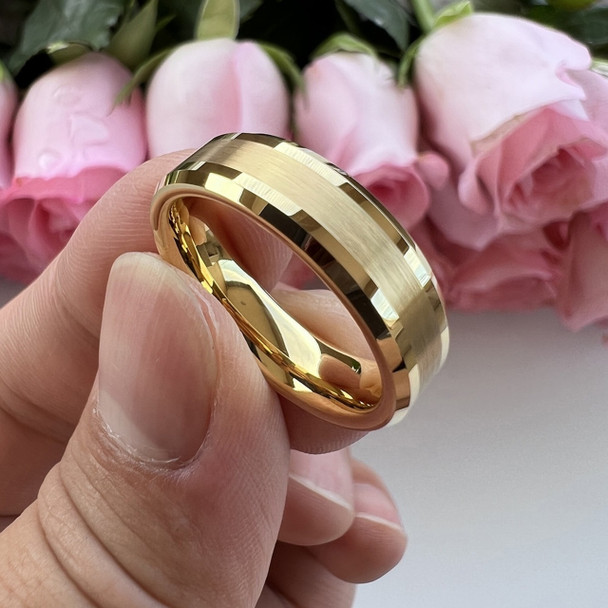 4 mm 18 kt Plated Yellow Gold Tungsten - Mens Wedding Bands 4 mm 18 kt Plated Yellow Gold Tungsten - Mens Wedding Bands