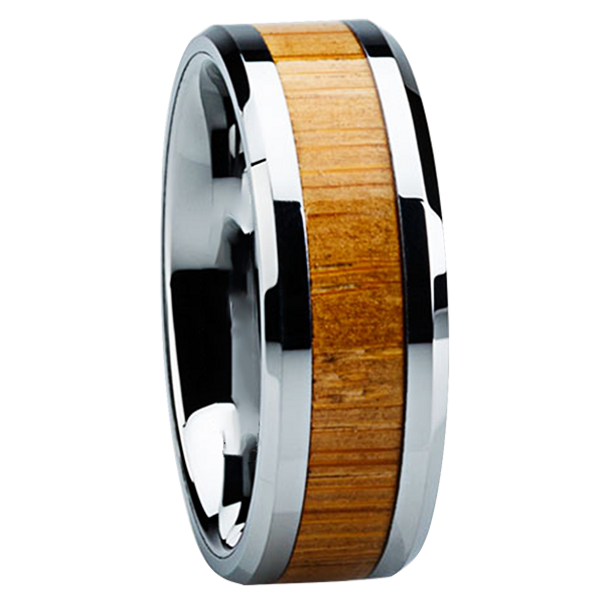 8 mm Unique Mens Wedding Bands in Titanium with Bamboo Inlay - Z120M