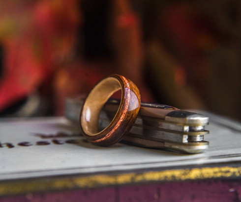 Rosewood and Birch Wood Ring Bentwood