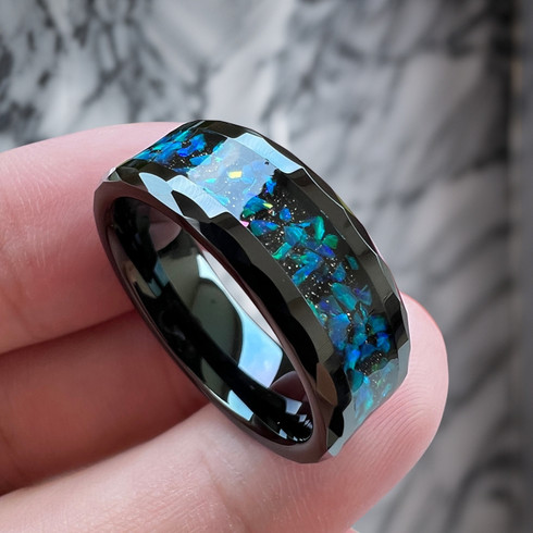 mm Mens Wedding Bands, Carbon Fiber in Tungsten N555C