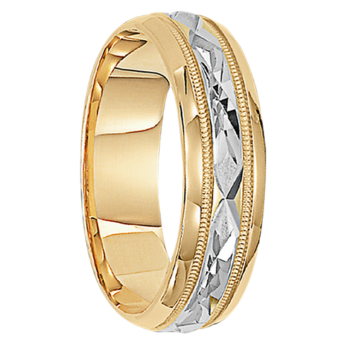 6mm Unique Mens Wedding Bands in 10kt. Two-tone Gold - Dublin-10