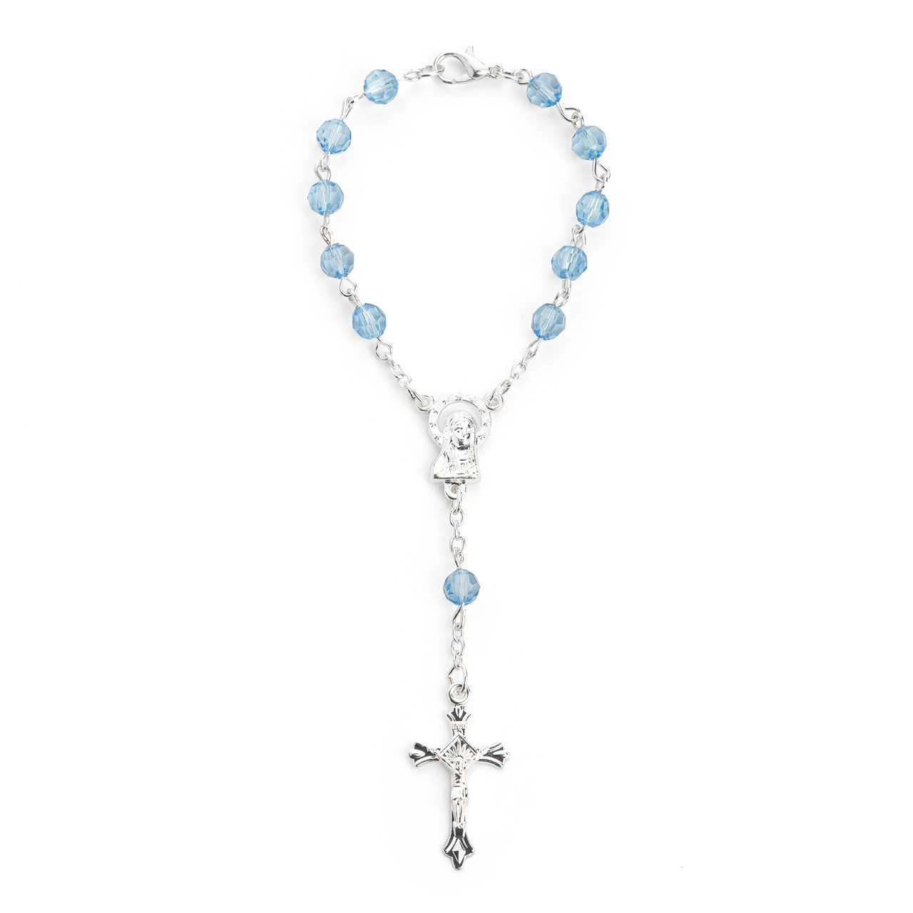 Christening Light Blue Chocolate W/ Mini Rosary Cross Bracelet