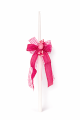 PALM SUNDAY CANDLE - Fuchsia Color Ribbons