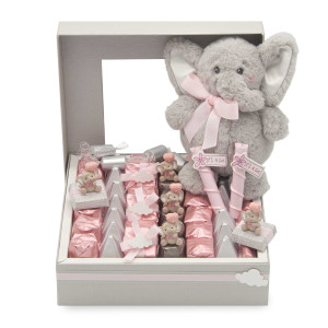 HAPPY BABY GIRL - Elephant Girl Collection / 1.6 lb. BABY GIFT ARRANGEMENTS Mirelli Chocolatier
