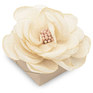 RUSTIC IVORY - Jute Flower Decorated Chocolate Favor DECORATED CHOCOLATE Mirelli Chocolatier