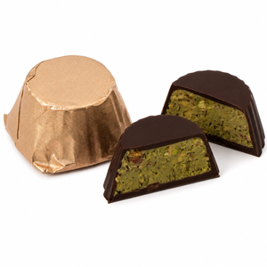 JOY - Pistachio Paste / DARK - 4 OZ. 6 Pcs. CHOCOLATE SOLD BY WEIGHT Mirelli Chocolatier