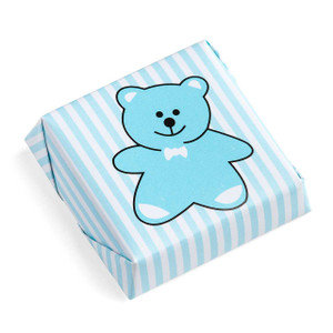 Teddy Bear Baby Shower Chocolate Squares Lined Blue DECORATED CHOCOLATE Mirelli Chocolatier