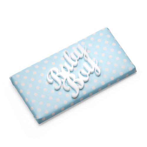 BABY BOY 1 - Double Wrapped Square Chocolate Bar / Checkered Blue