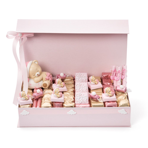 SLEEPING TEDDY - Decorated Chocolate Arrangement / Baby Girl