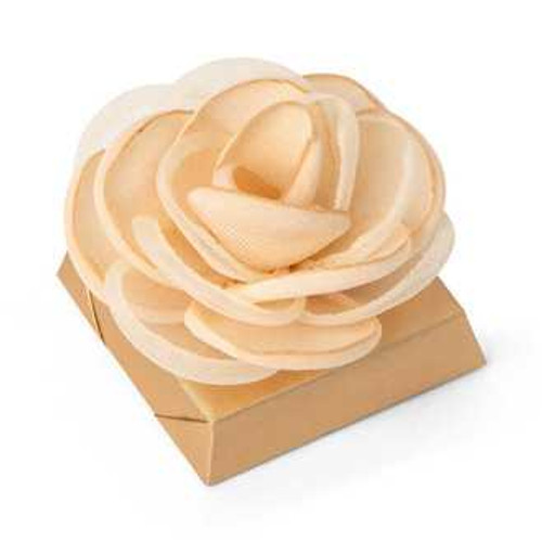 RUSTIC LIGHT PEACH - Jute Flower Decorated Chocolate Favor TRENDY DECORATED CHOCOLATE Mirelli Chocolatier