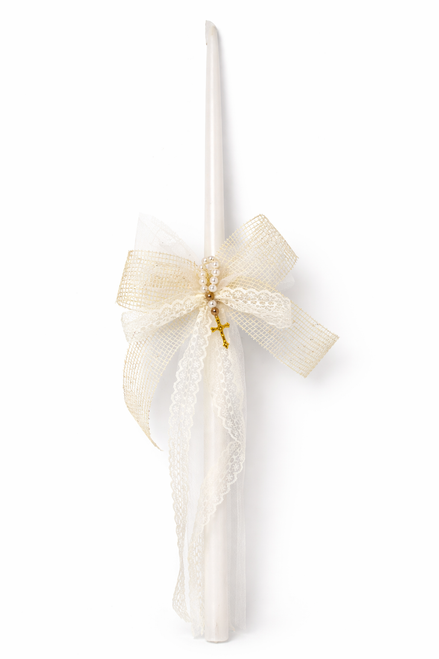 PALM SUNDAY CANDLE - Ivory Color Ribbons