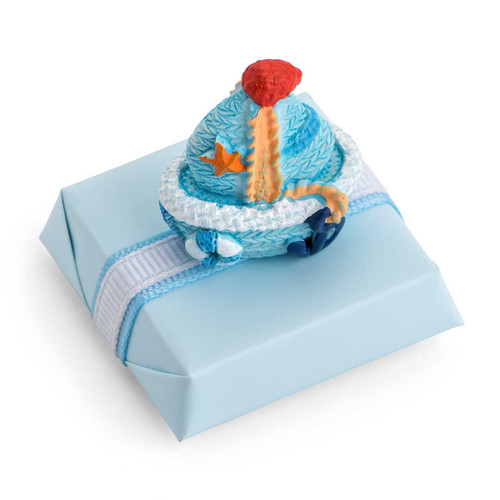 Nautical Theme Sailing Boat on a Chocolate Bar in Blue BABY Mirelli Chocolatier