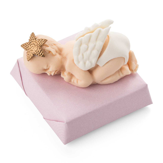 SLEEPING BABY ANGEL 4 / PINK - Christening Favor