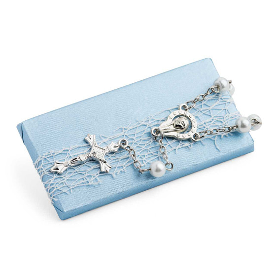 Christening Light Gray Chocolate W/ Mini Rosary Cross Bracelet