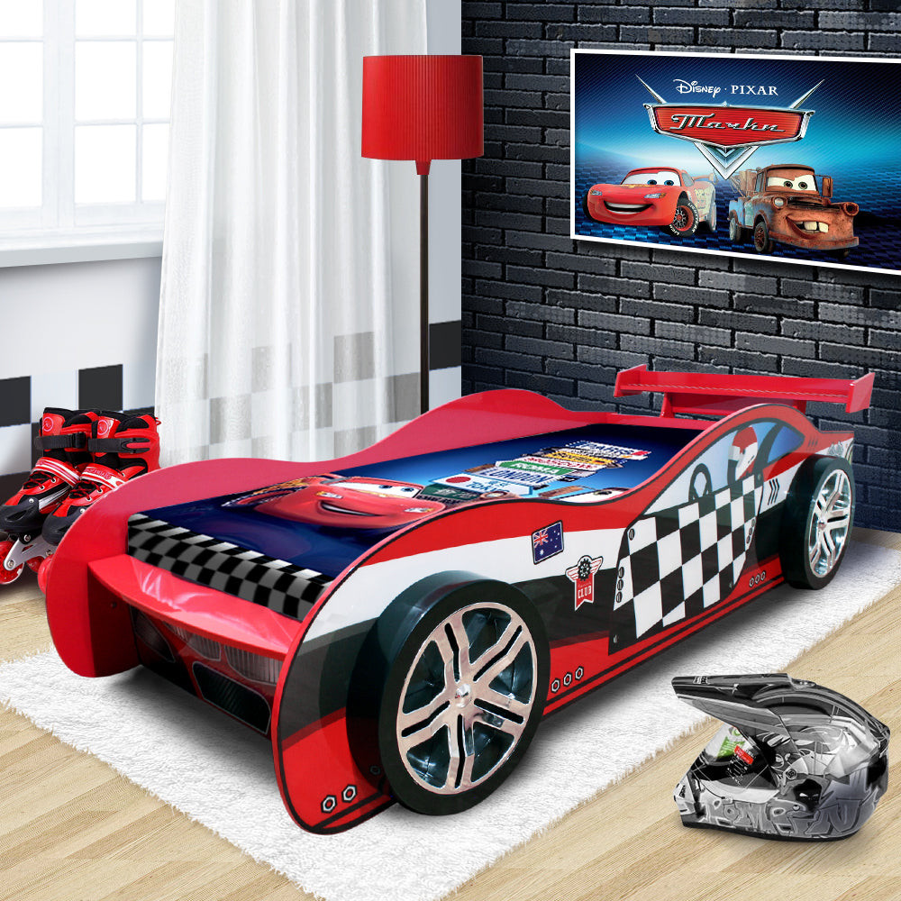 Unique Design For Kids Racing Racer Car Night Bed With Drawer