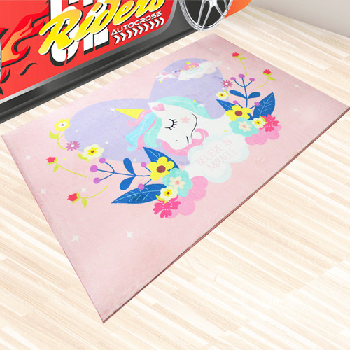 120x180cm Unicorn World Rug Matching Kids Racing Car Bed Model #7710