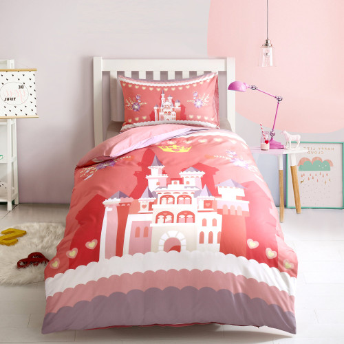 Single Size Kids Cotton Bedding Quilt Cover with Pillow Case - Princess Single Size Kids Cotton Bedding Quilt Cover with Pillow Case - Princess