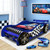 Unique Design For Kids Racing Racer Car Night Bed With Drawer 3D Wheel in Blue Colour