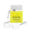 A yellow package with a pair of glasses that have Colortrak Eyeglass Sleeves on them.